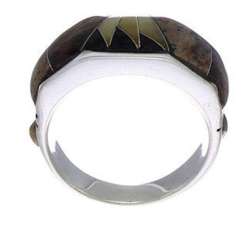 Jewelry Southwest Silver Tiger Eye Multicolor Ring Size 6-3/4 AX37208